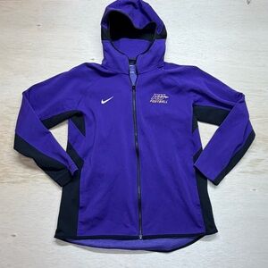 Nike Dri Fit Alfred University Football Full Zip  Hoodie Sweatshirt Purple Men L